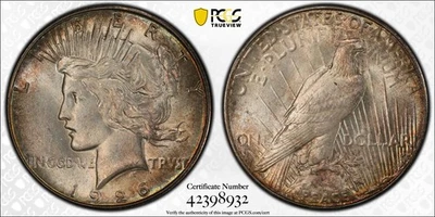 1926 年 S 版 1 美元和平美元 PCGS 评级 MS64 (CAC) — 第 1/3 张图片