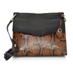 AUTÉNTICO NUEVO CON ETIQUETAS $378 Bolso de Hombro de Cuero en Grabado Rebecca Minkoff Dani Piel de Serpiente-Multi - Imagen 1 de 12