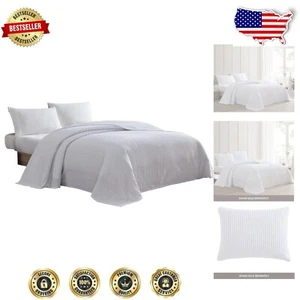 Elegante weiße Chenille Tagesdecke, volle Größe, weiche 100% Baumwolle für gemütliche Schlafzimmer - Bild 1 von 7