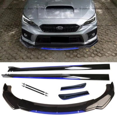 For Subaru Impreza WRX STI Front Bumper Lip Spoiler 86" Side Skirt Black Blue Foto 1 de 4