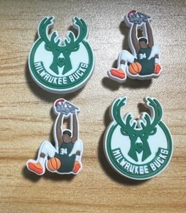 MILWAUKEE BUCKS CROC CHARMS JIBBITZ NBA 3D SHOE ACCESSORY BASKETBALL CHARMS - Picture 1 of 1
