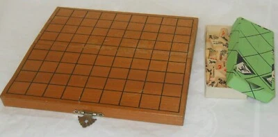 Vintage Japanese Shogi Chess Board Game Set Black Red Wood Pieces Japan - Image 1 of 4