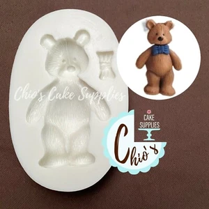 Teddy bear with bow silicone mold - Picture 1 of 6