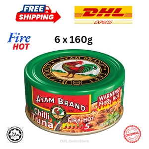6x 160g Malaysia's Choice Ayam Brand Chili Tuna Food FIRE HOT- DHL FREE SHIPPING - Picture 1 of 5