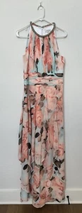 Calvin Klein Maxikleid Blumenmuster Pastell Pfirsich Türkis Größe 10 - Bild 1 von 13