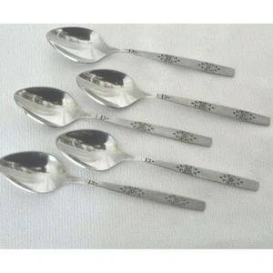 Oneida Orlando 5 Teelöffel quadratische Schnörkel Blumen Edelstahl Besteck - Bild 1 von 6