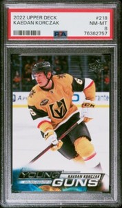 2022-23 Upper Deck Series 1 Young Guns Kaedan Korczak #218 PSA. 8.