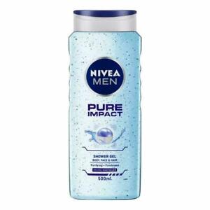 NIVEA MEN Hair, Face & Body Wash, Pure Impact Shower Gel,250 ml + Free Shipping