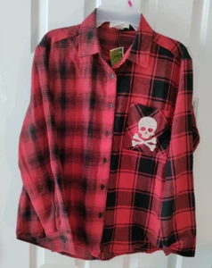 Life Red Plaid Women's Button Up Shirt Size M Casual Long Sleeve - Picture 1 of 3