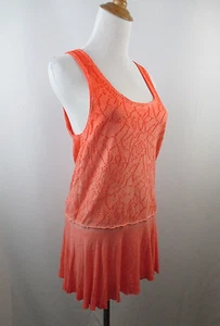 Camiseta sin mangas larga FREE PEOPLE naranja tie dye perforada cintura baja para mujer talla mediana - Imagen 1 de 7