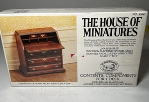 The House of Miniatures Kit 40042 Chippendale Slant Front Desk NEW SEALED Vtg - Picture 1 of 10