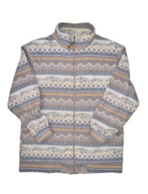 Vintage Haband Fleece Mujer XL Floral Isla Justa Rayas Cremallera Completa Retro Imitación Foto 1 de 4