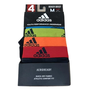adidas Kids-Boy's Performance Boxer Briefs Underwear (4-Pack), Black/Solar AR39 - Picture 1 of 4