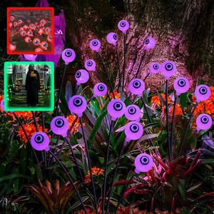 Solar Halloween Lights -8 LED Outdoor Solar Scary Eyeball Light Decorations - Picture 1 of 16