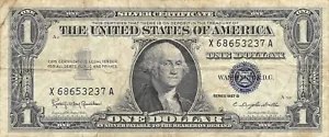 USA $1 Silver Certificate Series of 1957 B Block X-A Circulated Banknote ZD - Picture 1 of 2
