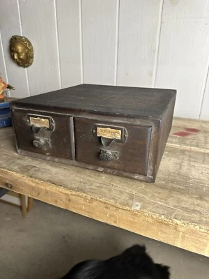 1900s Shaw Walker Drawer Oak Wood Card Catalog Cabinet Industrial Office Study - Image 1 of 4