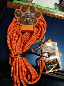 Mighty Paw 30' Long Rope Leash Check Cord- Orange - Picture 1 of 3