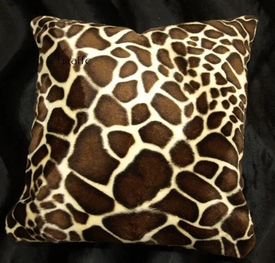 Giraffe Safari Pillow Cover Faux Fur Pillow 18x18 (set of 2) - Image 1 of 2