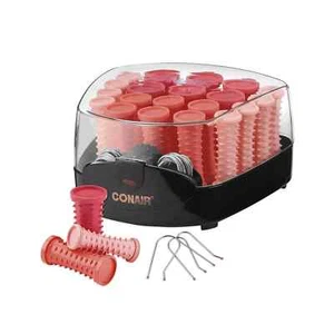 Conair Curls & Waves Compact Multi-Size Hot Rollers 20 W/Clips - Coral HS83N - Picture 1 of 4