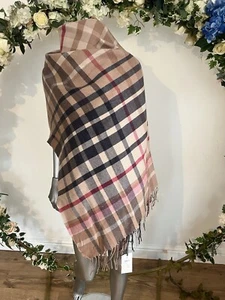 JOULES Wetherby großer Schal hellbraun kariert warm Henkel kuschelig weich 75 x 210 cm NEU - Bild 1 von 23