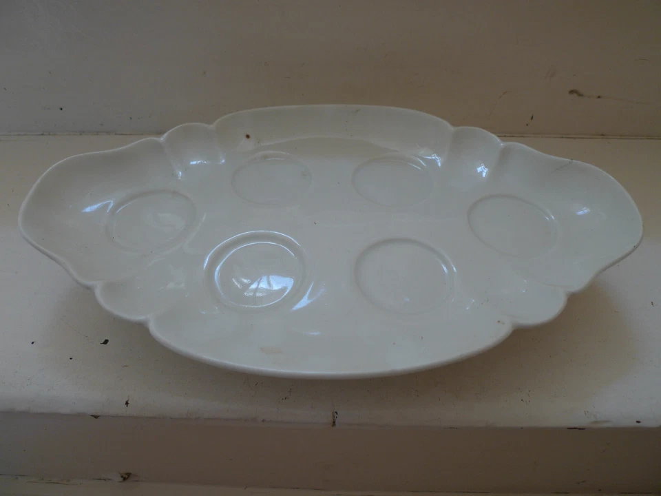 PRESENTOIR SERVITEUR ANCIEN POUR 6 CREMIERS POTS A CREME SUR PIED PORCELAINE - Photo 1/4