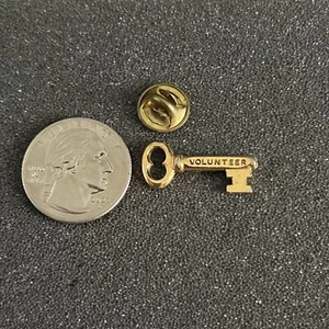 Volunteer is The Key Gold Tone Pin Pinback #43863 - Picture 1 of 2