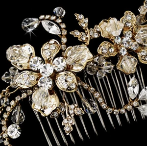 Crystal Leaf Vine Design Bridal Hair Wire Comb Wedding Jewelry ~ NEW - Picture 1 of 4