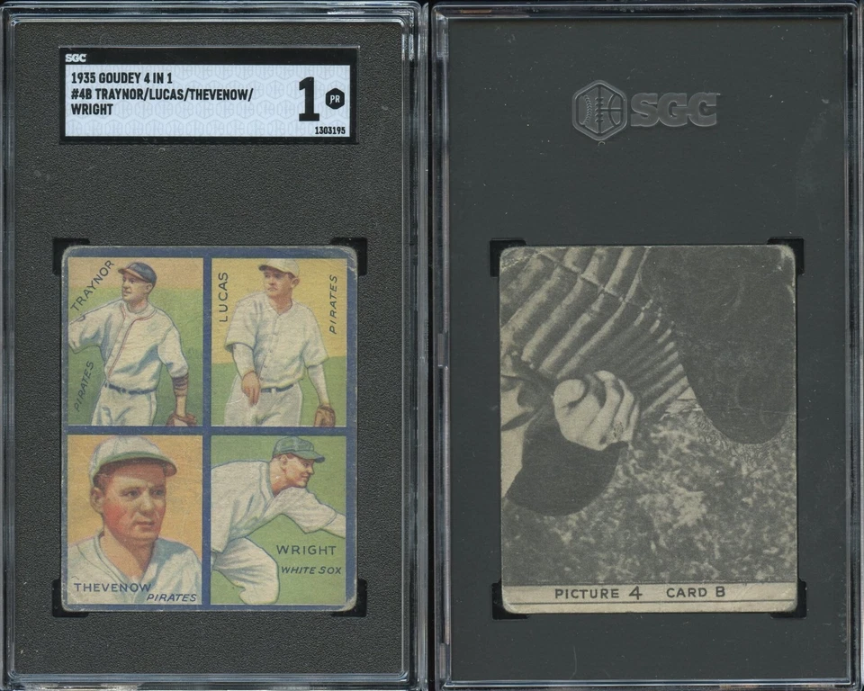 1935 Goudey 4-in-1 #4B Pie Traynor/Lucas/Thevenow/Wright ~~ SGC 1 ~~ HOF - Image 1 of 1