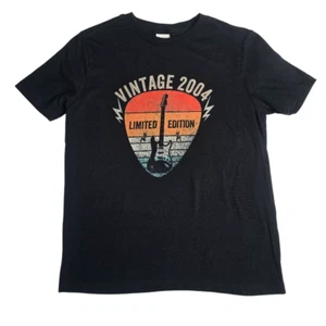 "Vintage 2004 Limited Edition" Boys Tshirt Youth MED Black Guitar Retro Musical - Picture 1 of 7