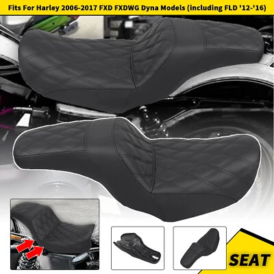 Diamond Driver Passenger 2-Up Seat For Harley Dyna Super Glide FXDWG FXDB 06-17 - Image 1 of 4