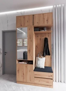 Arti Hochgarderobe mit Verlängerung mit Spiegel Kleiderstange Flurgarderobe - Bild 1 von 7