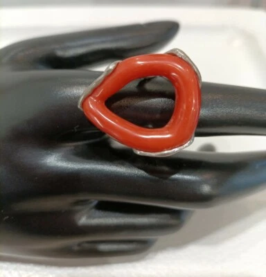 Anello con bella forma chiusa di vero corallo Sardegna in argento 925  - Immagine 1 di 2