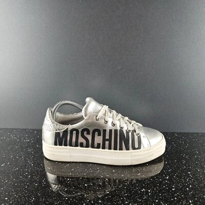 Women’s Moschino Teen Metallic Chrome Leather Sneakers Size EU 36 (Y0112) - Image 1 of 4