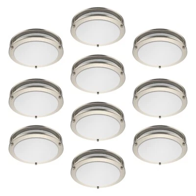 DYMOND 10-Pack 10" LED Ceiling Light Double Ring Flush Mount Brushed Nickel/Matte Black