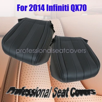 For 2014 Infiniti QX70 Both Driver&Passenger Bottom Seat Cover Leather Black #G - Image 1 of 4