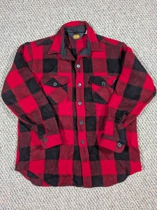 Woolrich Flanellhemd Herren L rot Buffalo kariert Shacket Knopf Wolle klassisch Vintage - Bild 1 von 10