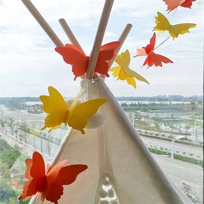 Ceremonia de cumpleaños mariposa tridimensional flor papel habitación infantil Foto 1 de 4