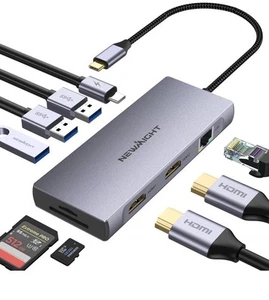 Station d'accueil double moniteur - 2 HDMI 4K, Ethernet, 100W PD, USB-C. - Photo 1/8