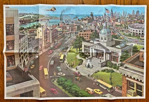 1963 Bauernhof 1965 Stadt Bild Vintage Landschaft gefaltetes Poster zweiseitig 25" x 38"! - Bild 1 von 15