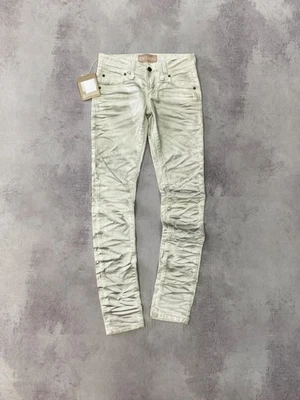 ¡NUEVO! Pantalones de mezclilla John Galliano Designer ajustados desgastados efecto arrugas talla 24 Foto 1 de 4