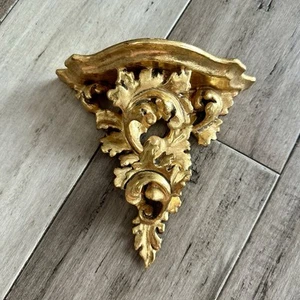 Estante de pared dorado italiano estilo rocco hoja de acanto tallado MADERA ARTE FLORENTINO - Imagen 1 de 5
