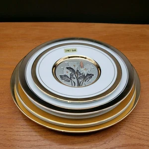 Vintage Chokin Art Plate Set of 4 – 24K Gold Trim Japan Birds Floral Collection - Picture 1 of 22