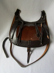 Bolso de caza antiguo algas de pollo bolso de cuero bandolera cuero bolso de piel compartimentos - Imagen 1 de 14