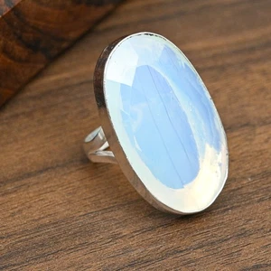 Milky Opal Gemstone Handmade 925 Sterling Silver Ring Statement Jewelry For Gift - Picture 1 of 4
