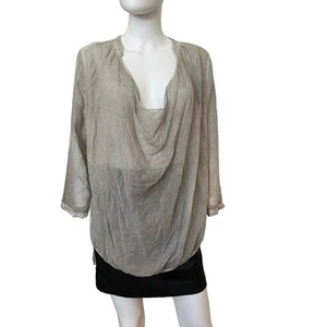 Free People Taupe Grey Airy Semi Sheer Draped Tunic Top Size Small - Picture 1 of 8
