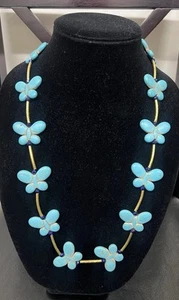 Vintage Turquoise Stone Butterfly Necklace - Picture 1 of 9