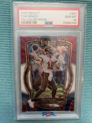 2022 Tom Brady Select Club Level Tri-Color /149 (#207) PSA 10 Pop 17￼ - Image 1 of 3