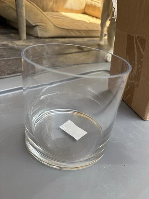 Florero de vidrio cilíndrico decorativo grande transparente redondo pesado 4,5" de alto 5" de ancho Foto 1 de 4