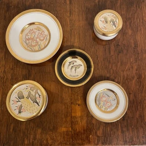 Five Mixed ‘The Art Of Chokin’ Pieces , All With Gold Trim. - Picture 1 of 11