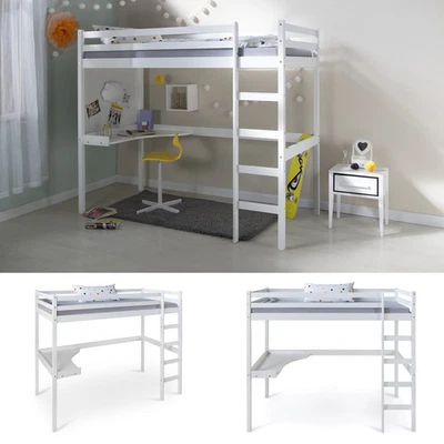 Hochbett Kinderbett 90x200 mit Schreibtisch Leiter Weiß Jugendbett Homestyle4u - Bild 1 von 4